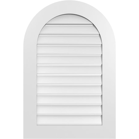 Ekena Millwork Round Top Surface Mount PVC Gable Vent: Functional, w/ 3-1/2"W x 1"P Standard Frame, 24"W x 36"H GVPRT24X3601SF